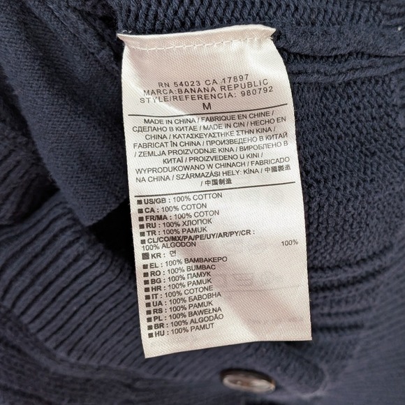 Banana Republic $128 Medium Navy Blue Cable Knit Shawl Collar Cardigan Sweater - Picture 6 of 12